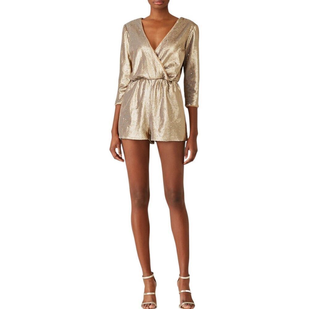 Ali & Jay Gold Sequin 3/4 Romper L
